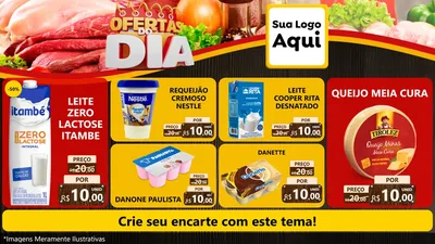 Modelo de TV para TV Horizontal com o tema Ofertas do Dia para Frios e Laticínios