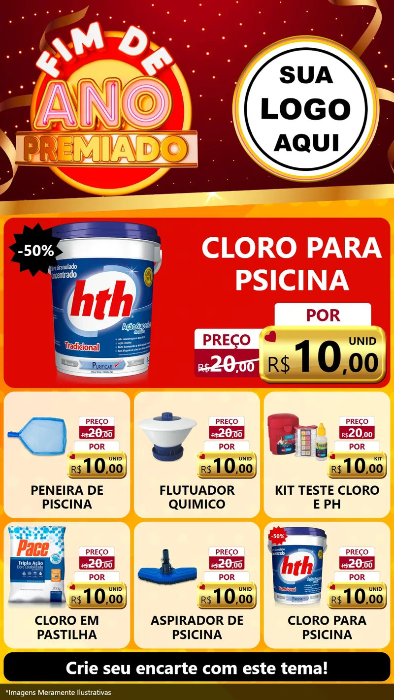 Modelo de Rede Social para Stories com o tema Fim de Ano Premiado para Produtos para Piscina