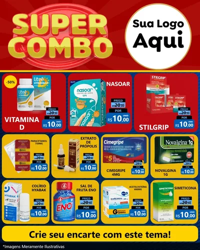 Modelo de Rede Social para Feed Instagram com o tema Super Combo para Farmácia