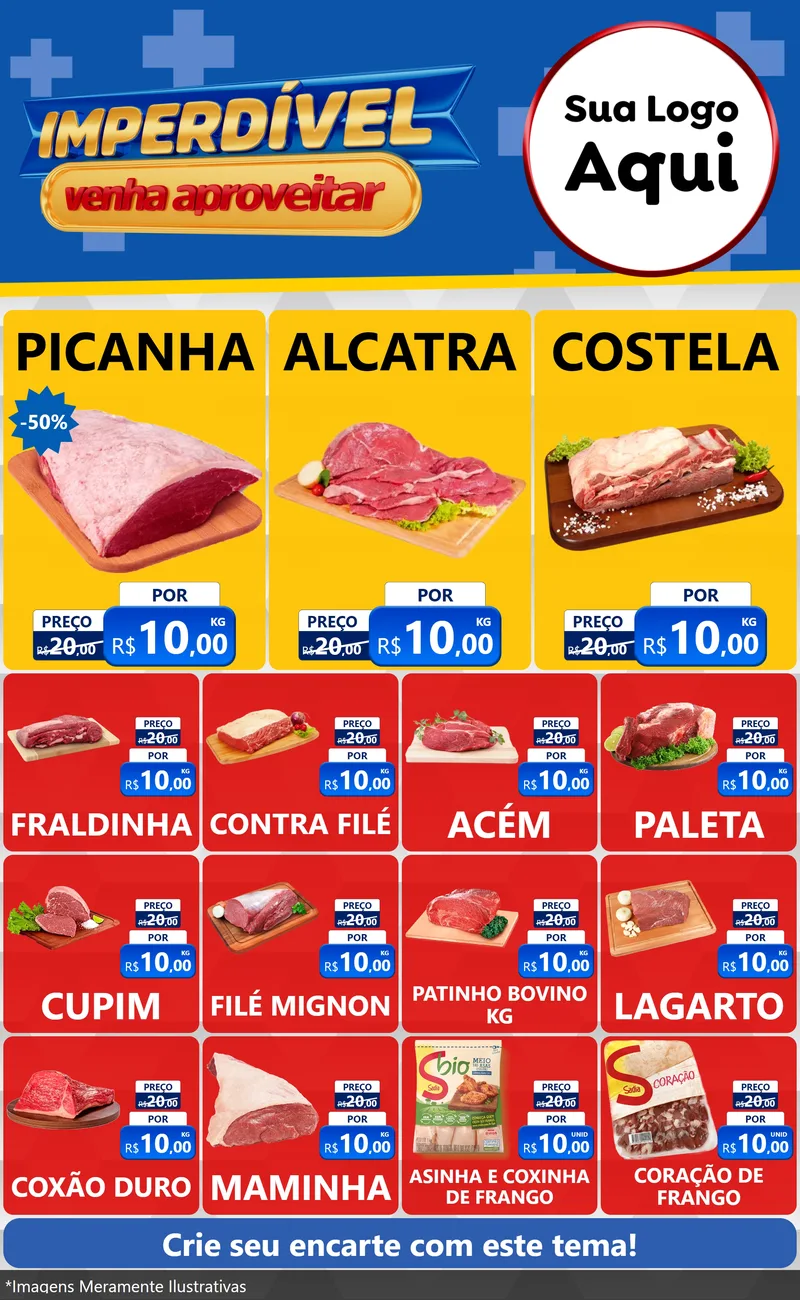 Modelo de Encarte para Encarte Grande com o tema Imperdível para Açougue