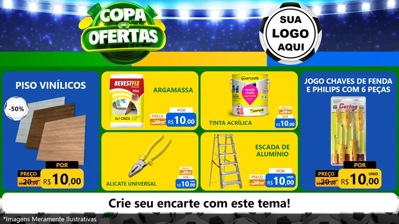 Modelo de TV para TV Horizontal com o tema Copa de Ofertas para Material para Construção