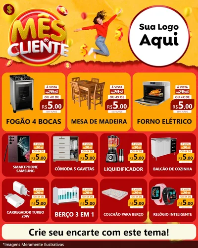 Modelo de Rede Social para Feed Instagram com o tema Mês do Cliente para Móveis e Eletro