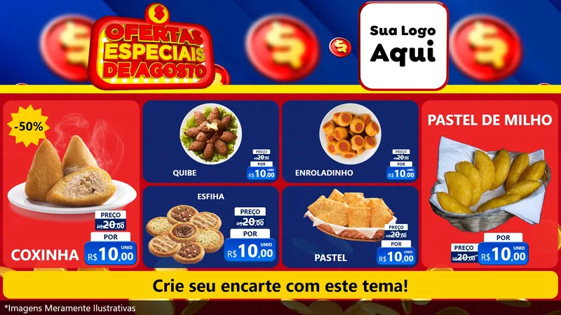Modelo de TV para TV Horizontal com o tema Ofertas Especiais de Agosto para Salgadaria