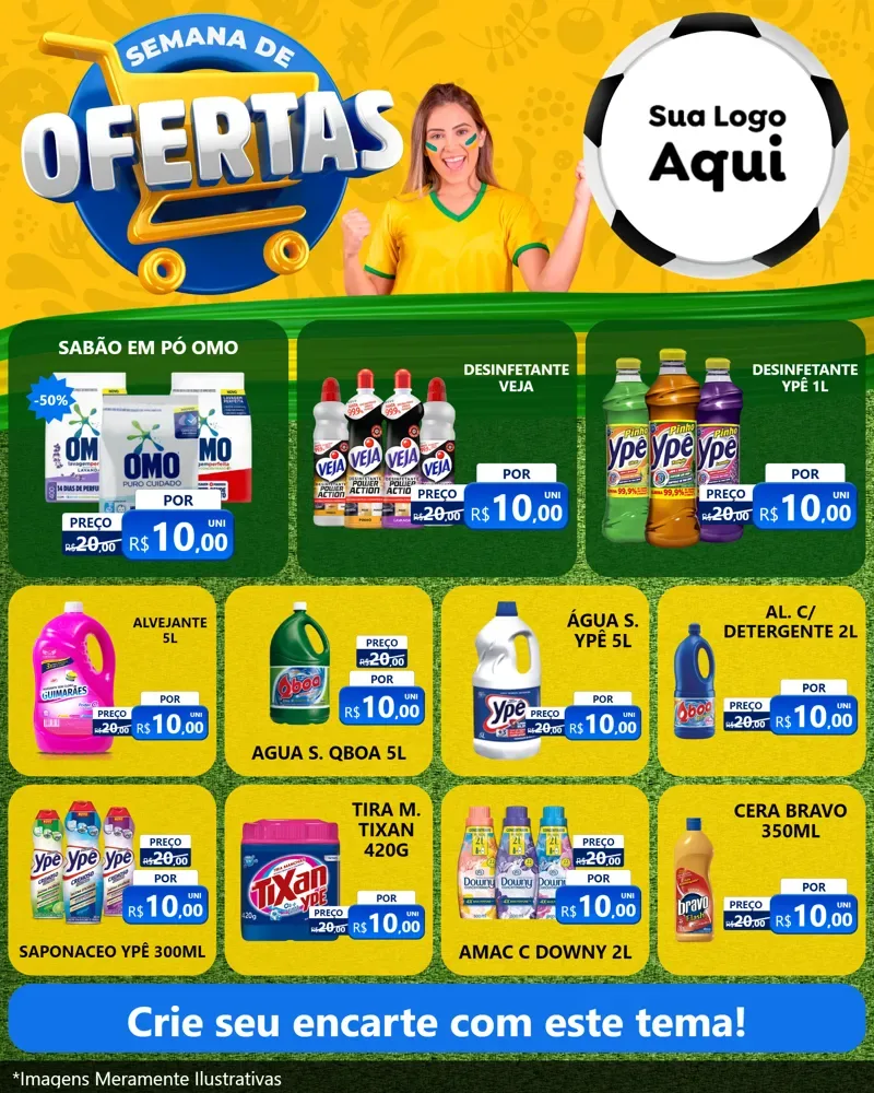 Modelo de Rede Social para Feed Instagram com o tema Semana de Ofertas - Copa para Produtos de Limpeza