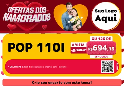 Modelo de Cartaz para Cartaz A4 Horizontal com o tema Ofertas Dos Namorados para Concessionaria de Motos