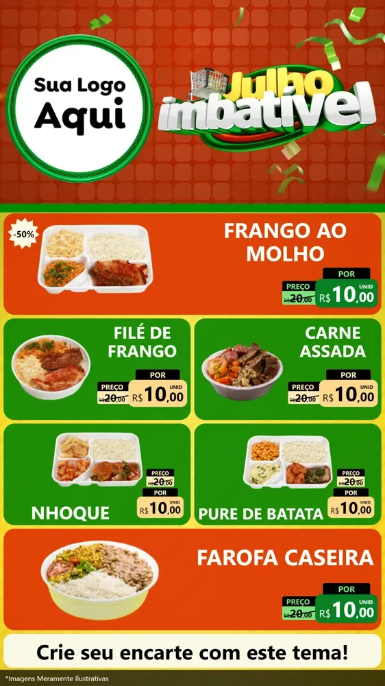 Modelo de TV para TV Vertical com o tema Julho Imbatível para Restaurante