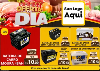 Modelo de Encarte para Encarte A4 Horizontal com o tema Ofertas do Dia para Baterias Elétricas