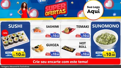 Modelo de TV para TV Horizontal com o tema Super Ofertas para Comida japonesa