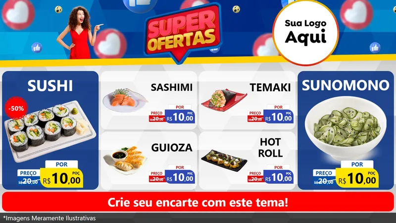 Modelo de TV para TV Horizontal com o tema Super Ofertas para Comida japonesa