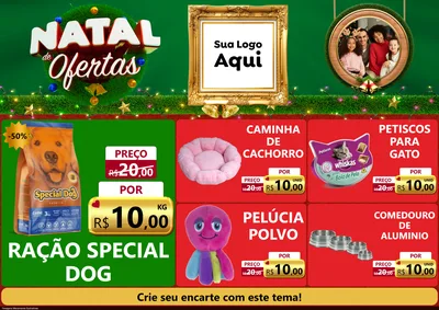 Modelo de Encarte para Encarte A4 Horizontal com o tema Natal de Ofertas para Pet Shop