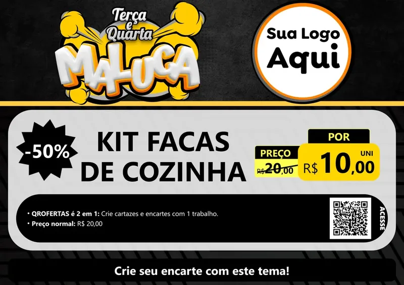 Modelo de Cartaz para Cartaz A4 Horizontal com o tema Terça e Quarta Maluca para Utilidades Domésticas