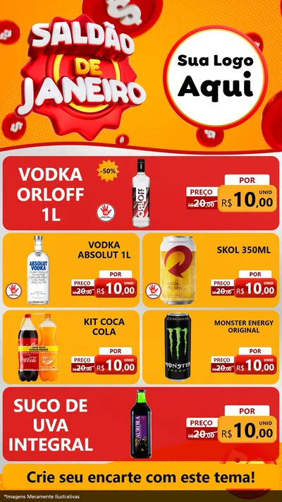 Modelo de TV para TV Vertical com o tema Saldão de Janeiro para Distribuidora de bebidas