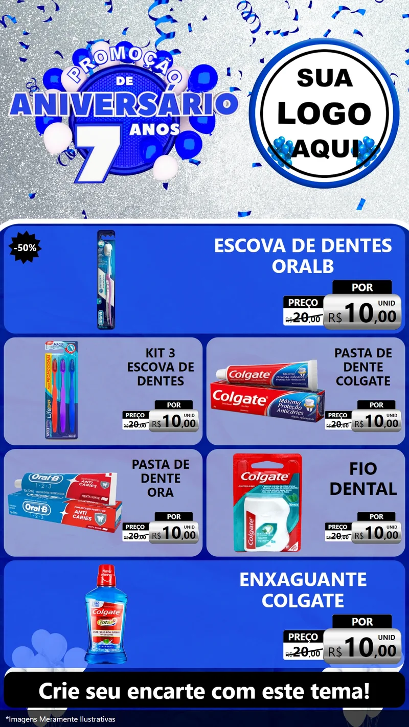 Modelo de TV para TV Vertical com o tema Promoção de Aniversário - 7 Anos para Higiene Pessoal