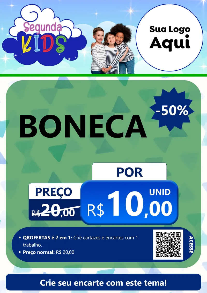 Modelo de Cartaz para Cartaz A4 Vertical com o tema Segunda Kids para Brinquedos