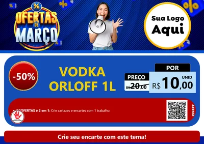 Modelo de Cartaz para Cartaz A4 Horizontal com o tema Ofertas de Março para Distribuidora de bebidas