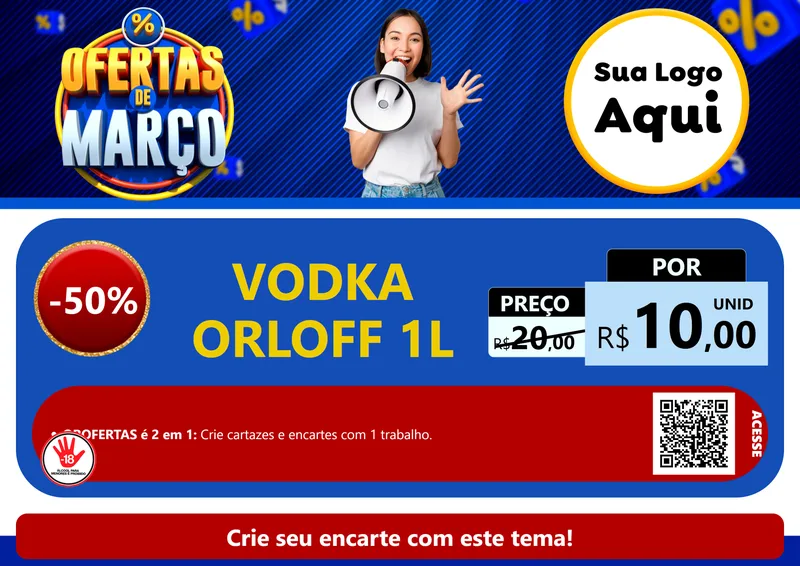 Modelo de Cartaz para Cartaz A4 Horizontal com o tema Ofertas de Março para Distribuidora de bebidas