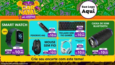 Modelo de TV para TV Horizontal com o tema Carnaval de Ofertas para Informática