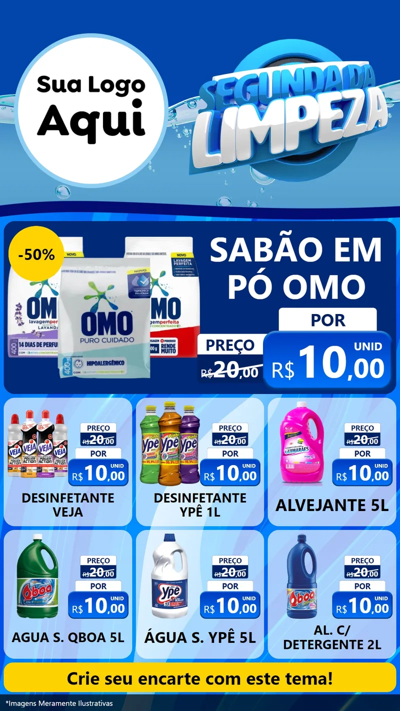 Modelo de Rede Social para Stories com o tema Segunda da Limpeza para Produtos de Limpeza