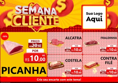 Modelo de Encarte para Encarte A4 Horizontal com o tema Semana do Cliente para Açougue