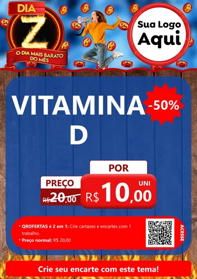 Modelo de Cartaz para Cartaz A4 Vertical com o tema Dia Z - O Dia Mais Barato Do Mês para Farmácia