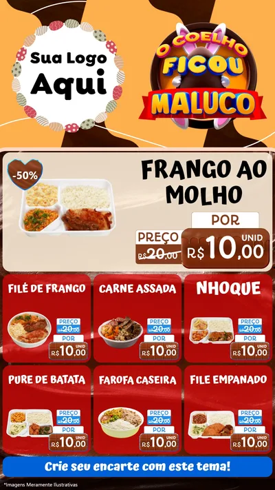 Modelo de Rede Social para Stories com o tema O Coelho Ficou Maluco - Páscoa para Restaurante
