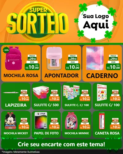 Modelo de Rede Social para Feed Instagram com o tema Super Sorteio para Papelaria