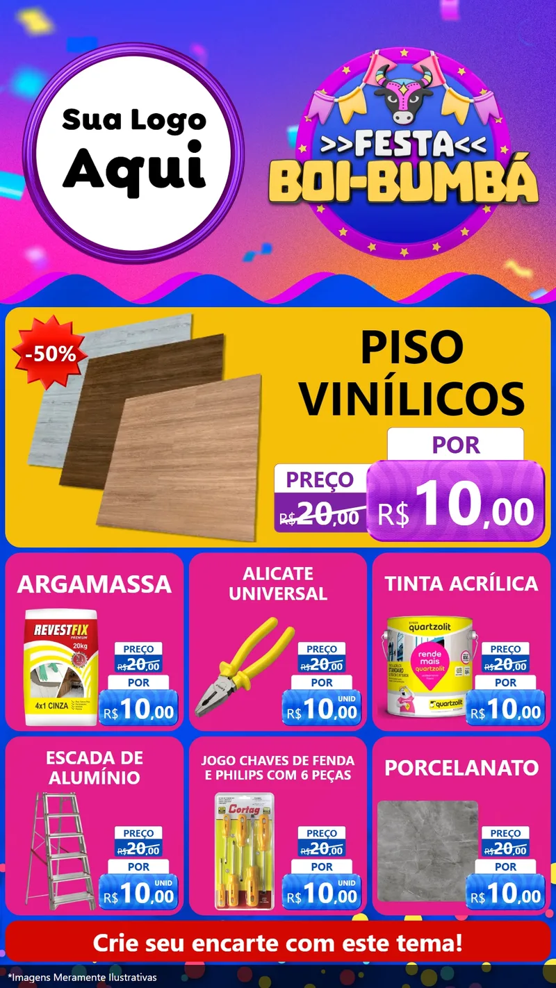 Modelo de Rede Social para Stories com o tema Festa Boi-Bumbá para Material para Construção