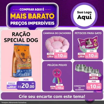 Modelo de Rede Social para Feed Facebook com o tema Mais Barato para Pet Shop