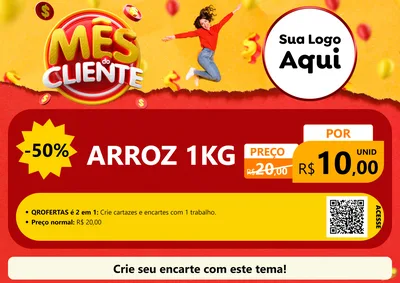 Modelo de Cartaz para Cartaz A4 Horizontal com o tema Mês do Cliente para Supermercado