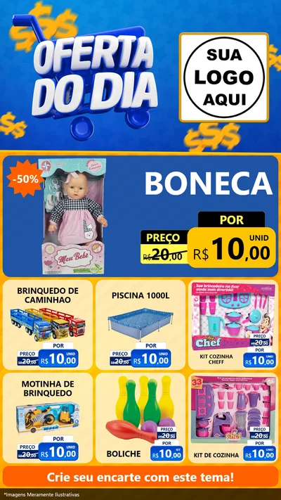 Modelo de Rede Social para Stories com o tema Oferta do Dia para Brinquedos