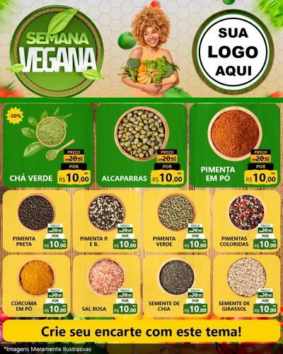 Modelo de Rede Social para Feed Instagram com o tema Semana Vegana para Produtos Naturais