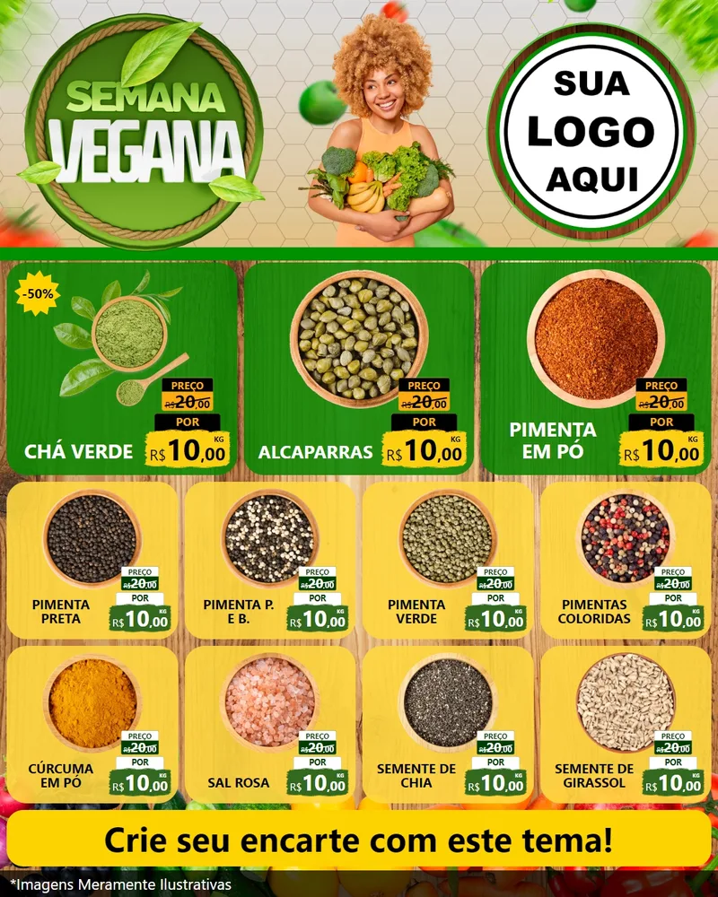 Modelo de Rede Social para Feed Instagram com o tema Semana Vegana para Produtos Naturais