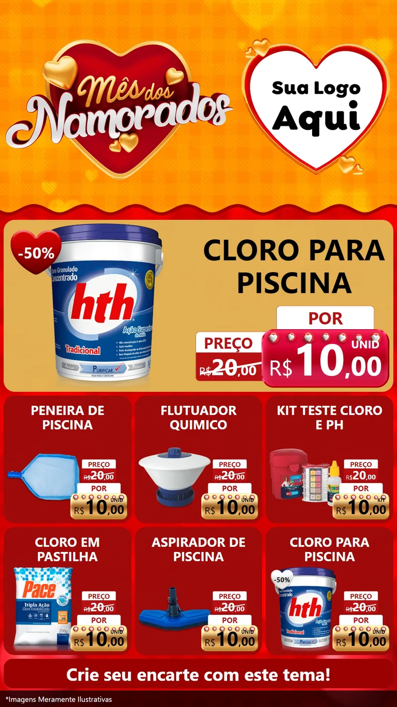 Modelo de Rede Social para Stories com o tema Mês dos Namorados para Produtos para Piscina