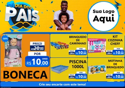 Modelo de Encarte para Encarte A4 Horizontal com o tema Dia dos Pais para Brinquedos