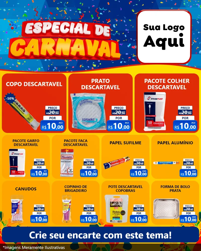 Modelo de Rede Social para Feed Instagram com o tema Especial de Carnaval para Embalagens