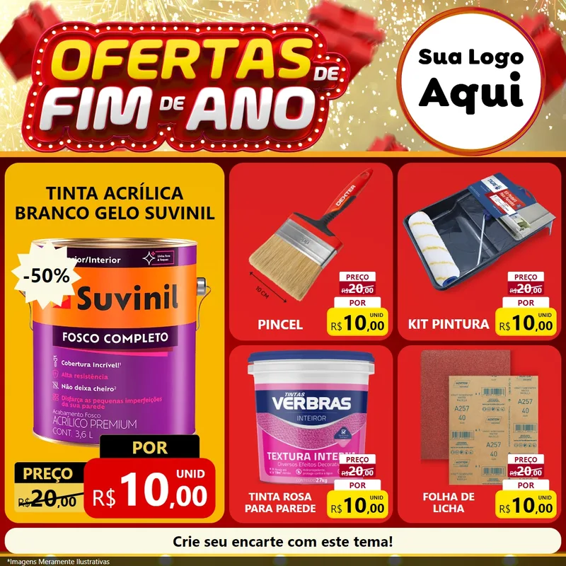 Modelo de Rede Social para Feed Facebook com o tema Ofertas de Fim de Ano para Tintas e Ferramentas