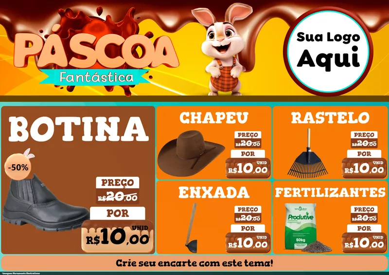 Modelo de Encarte para Encarte A4 Horizontal com o tema Páscoa Fantástica para Agropecuária