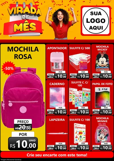 Modelo de Encarte para Encarte A4 Vertical com o tema Virada de Mês para Papelaria