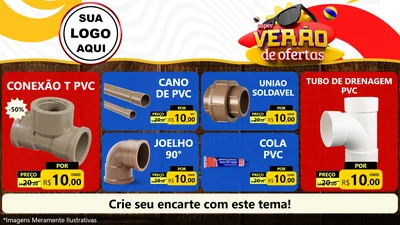 Modelo de TV para TV Horizontal com o tema Super Verão de Ofertas para Tubos e conexões