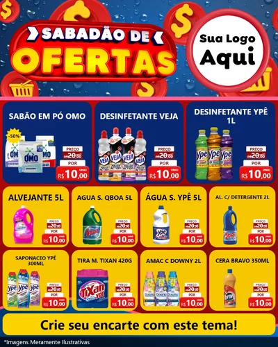 Modelo de Rede Social para Feed Instagram com o tema Sabadão de Ofertas para Produtos de Limpeza