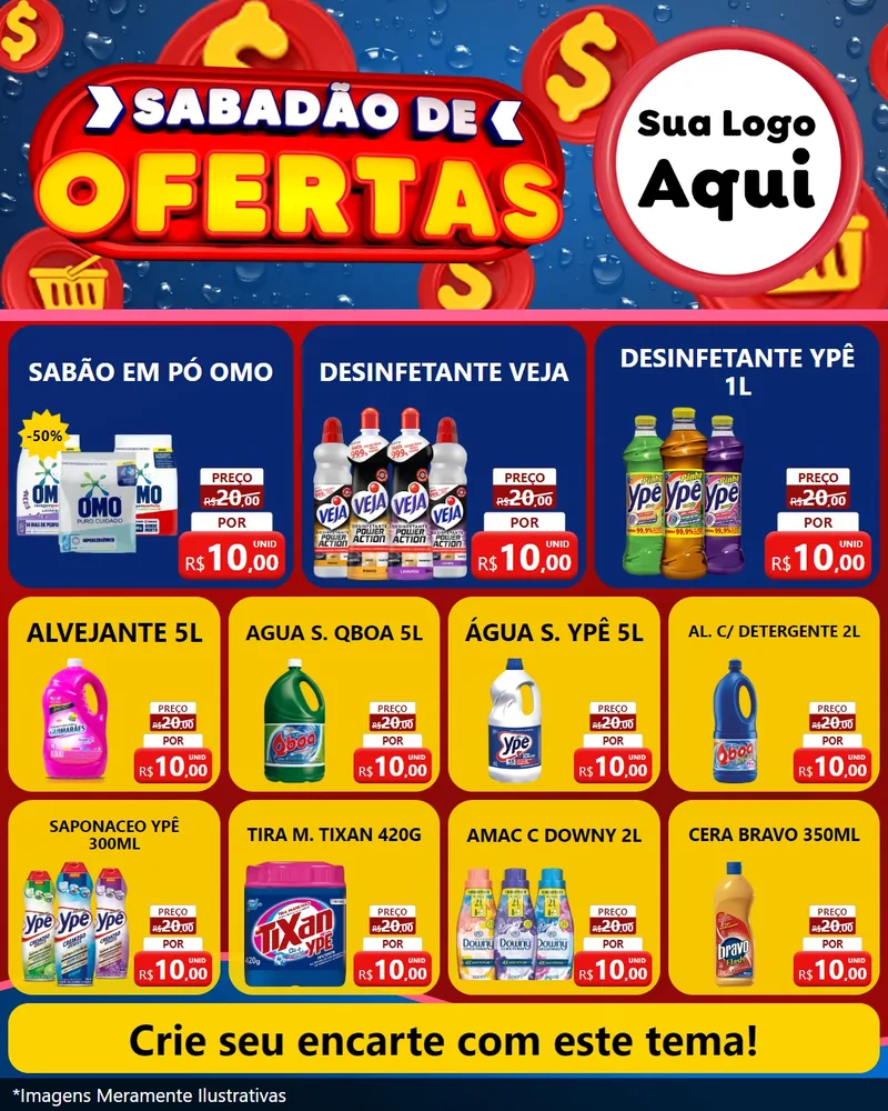Modelo de Rede Social para Feed Instagram com o tema Sabadão de Ofertas para Produtos de Limpeza