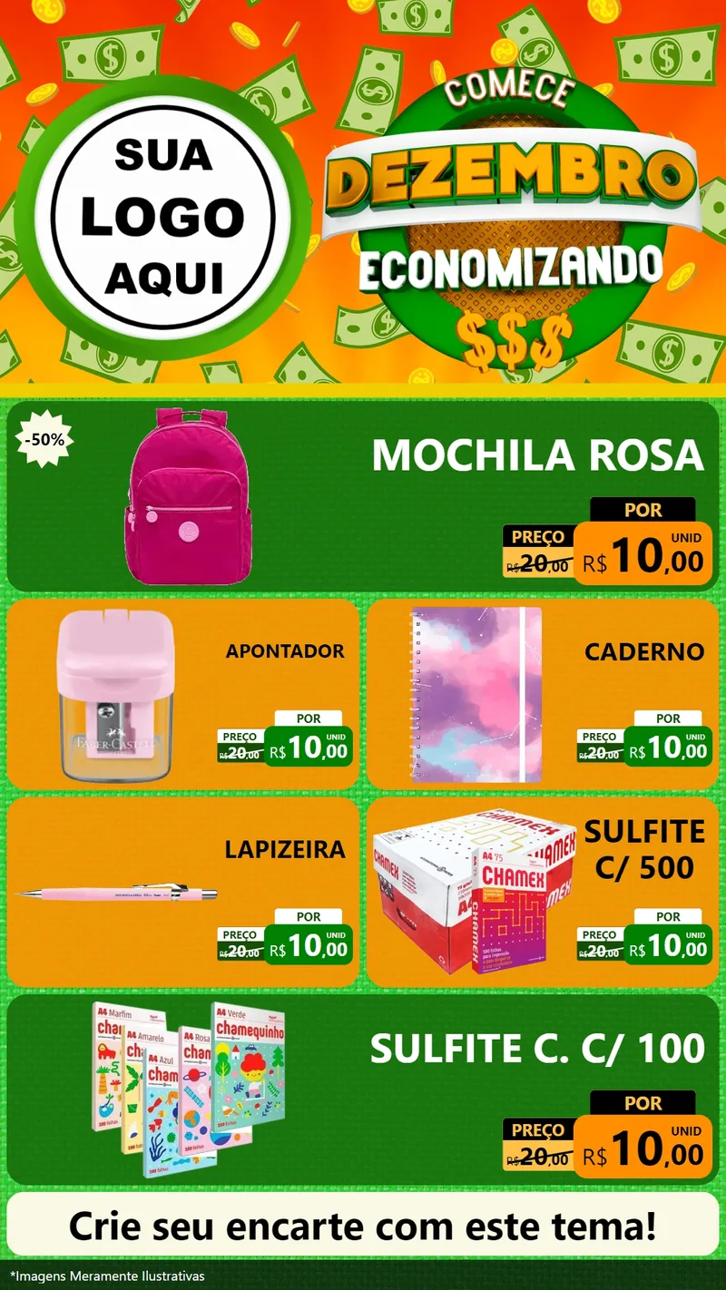 Modelo de TV para TV Vertical com o tema Comece Dezembro Economizando para Papelaria