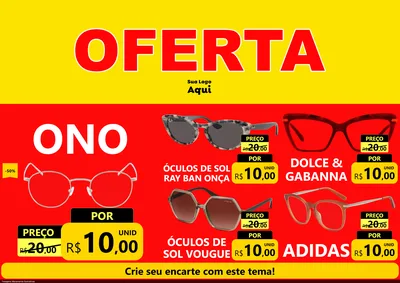 Modelo de Encarte para Encarte A4 Horizontal com o tema OFERTA - Vermelho Cartaz para Óticas