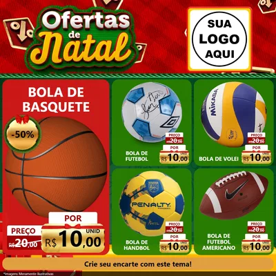 Modelo de Rede Social para Feed Facebook com o tema Ofertas de Natal para Artigos Esportivos