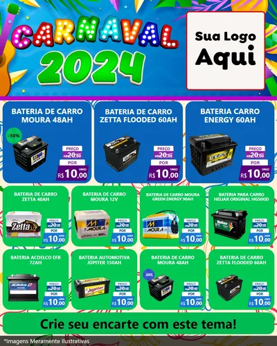 Modelo de Rede Social para Feed Instagram com o tema Carnaval 2027 para Baterias Elétricas