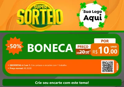 Modelo de Cartaz para Cartaz A4 Horizontal com o tema Super Sorteio para Brinquedos