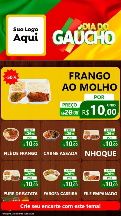 Modelo de Rede Social para Stories com o tema Dia do Gaúcho para Restaurante
