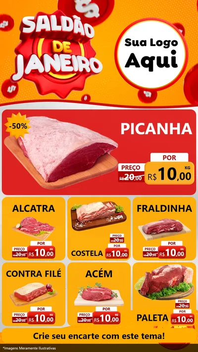 Modelo de Rede Social para Stories com o tema Saldão de Janeiro para Açougue