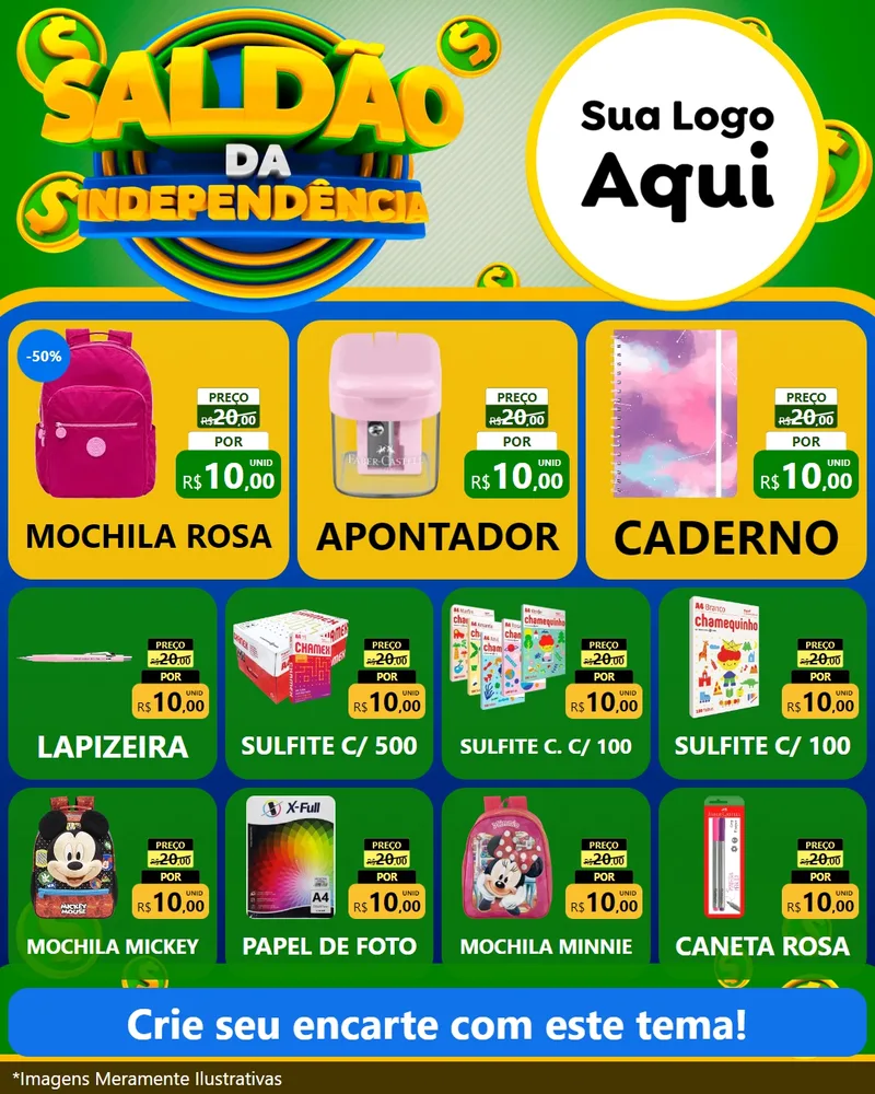 Modelo de Rede Social para Feed Instagram com o tema Saldão da Indepêndencia para Papelaria