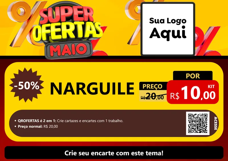 Modelo de Cartaz para Cartaz A4 Horizontal com o tema Super Ofertas Maio para Tabacaria